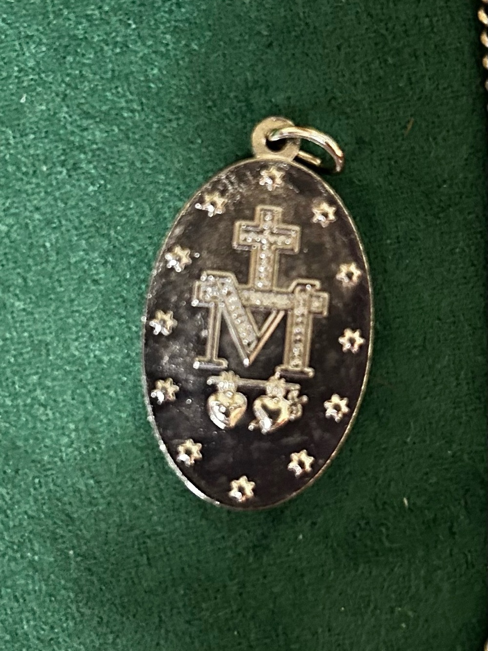✝️Silver Tone Blue Enamel Miraculous Medal Necklace - Women Jewelry - Picture 2 of 2